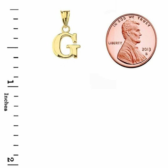 10k Solid Gold Mini Initial Letter G Pendant Small